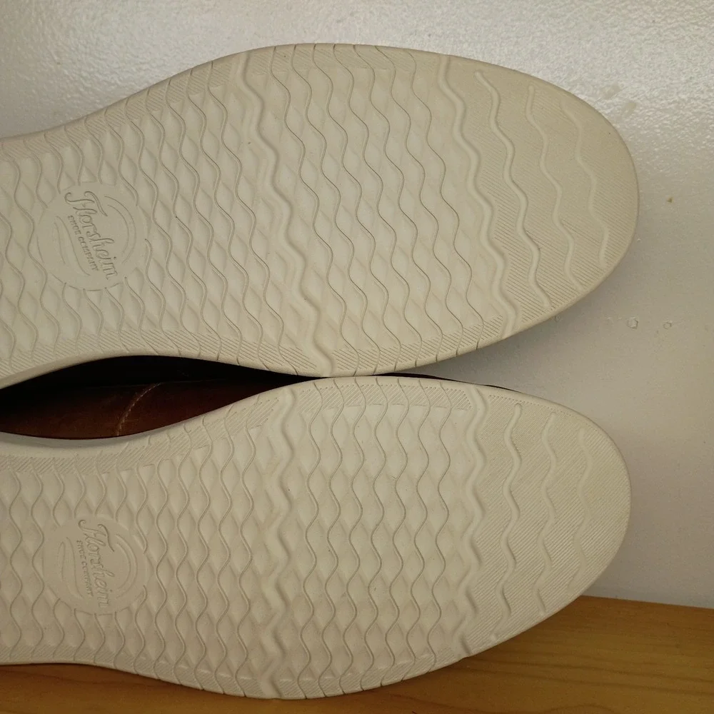 Florsheim Tropics‎ Elastic Lace Moc Toe Boat Cognac Leather Mens 12 M Shoes